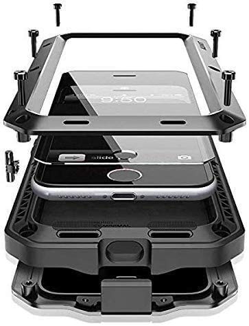 CarterLily 2024 iPhone 12 Pro Max Case Cover Full Body Shockproof Dustproof Waterproof Aluminum Alloy Metal Gorilla Glass Cover Case for iPhone 12 ProMax (Black)