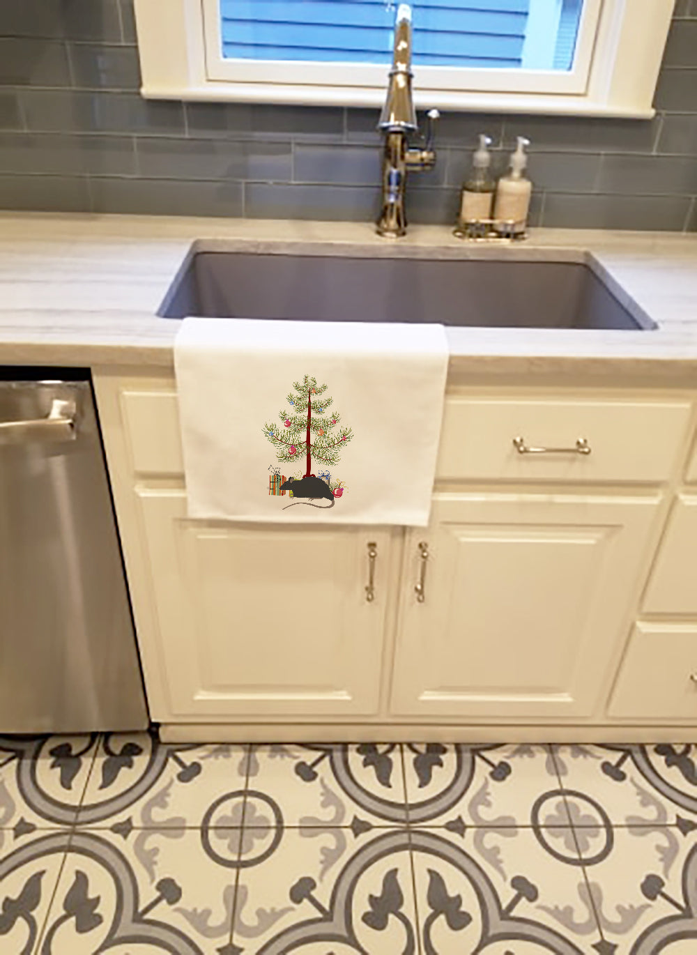 Black Rat Merry Christmas Kitchen Towel Set of 2