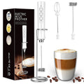 Rechargeable Milk Frother Handheld for Coffee Stirrers Electric Whisk with Wall Mounted Stand Drink Mixer Hand Frother Wand (MF02)