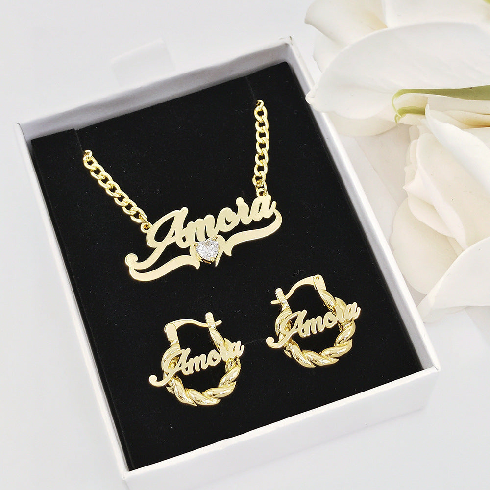 Personalized DIY Name Necklace with Heart Birthstone