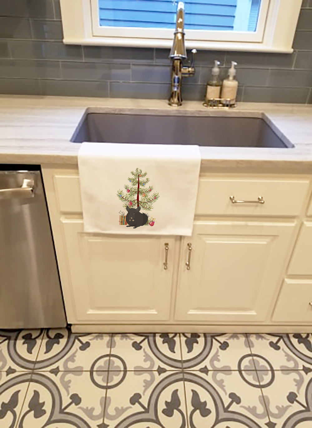 Charcoal Chinchilla Merry Christmas Kitchen Towel Set of 2