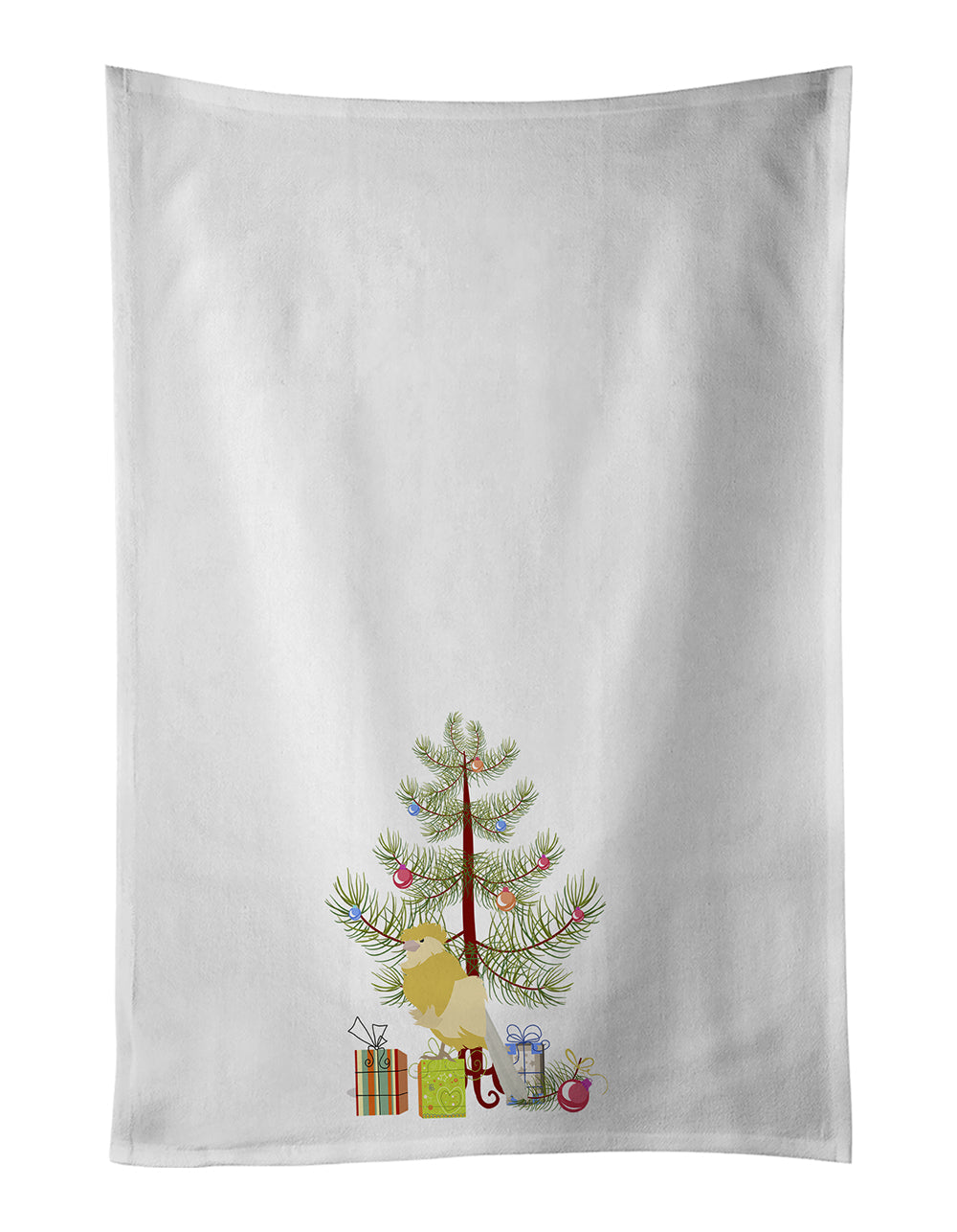 French Curly Canary Merry Christmas Kitchen Towel Set of 2