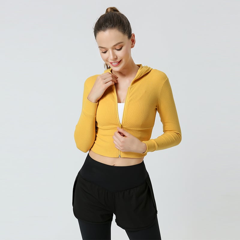 Tight Long Sleeve Zipper Jacket for Yoga and Running